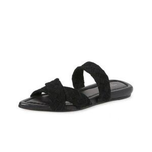 Rag & Bone Lewis Pointed Toe Braided Leather Slide Sandal Black Suede 39 / 9